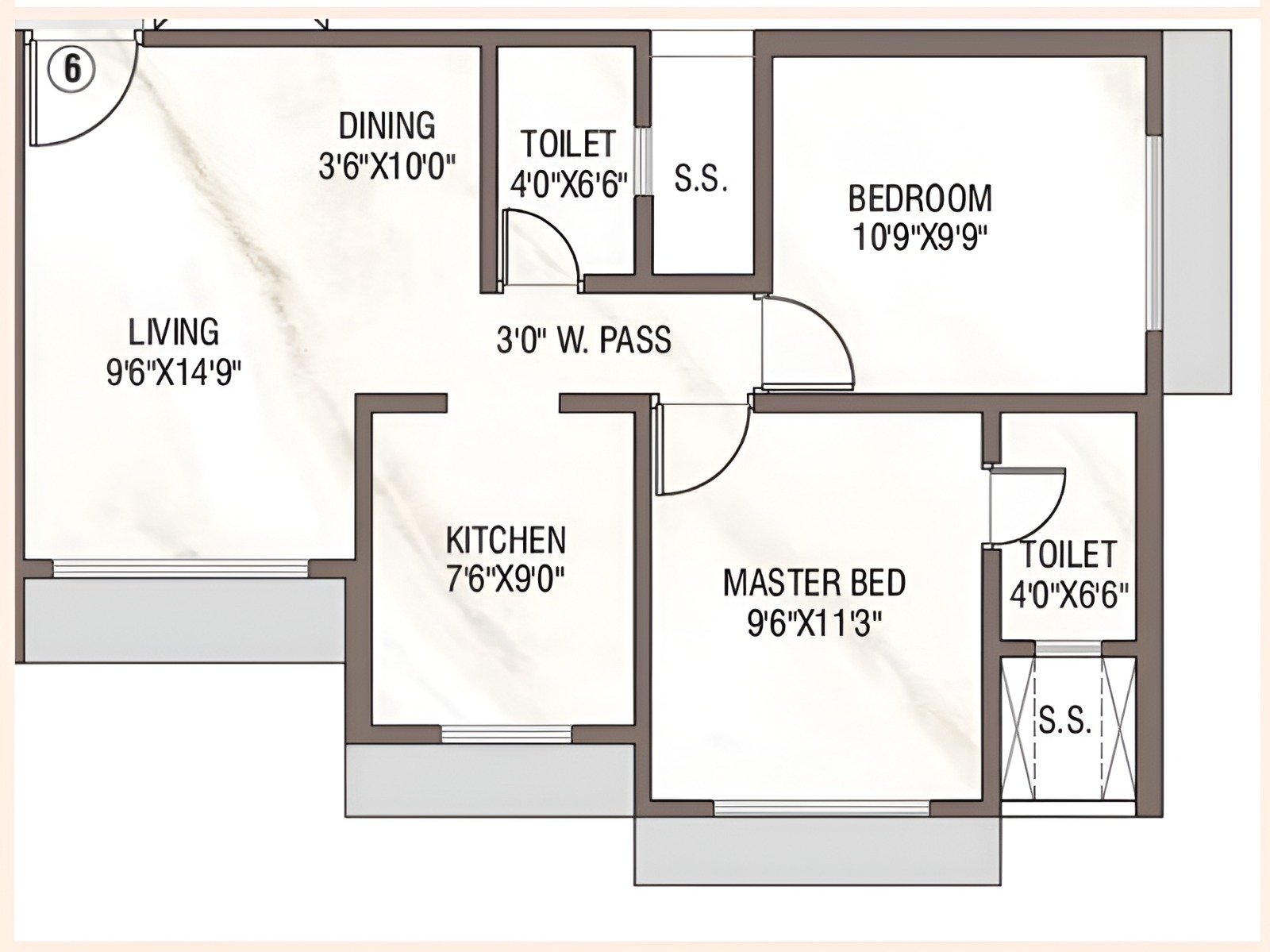 Salasar Aagman Bhayandar East optimized 2 BHK floor plan with dining and dual bedroom layout