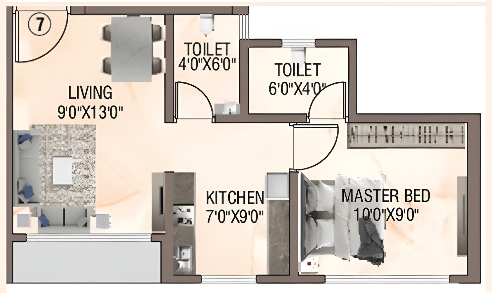 Salasar Aagman Bhayandar East thoughtfully planned 2 BHK floor layout with functional living spaces